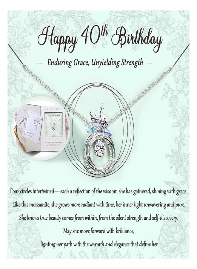 Krfy Birthday Gifts for Women Unique - 925 Sterling Silver Necklace with Moissanite 40th Birthday Gifts for Women 40 Years Old Birthday Card Present for Her Mom Wife Friend Female Turning 40s - Image 1